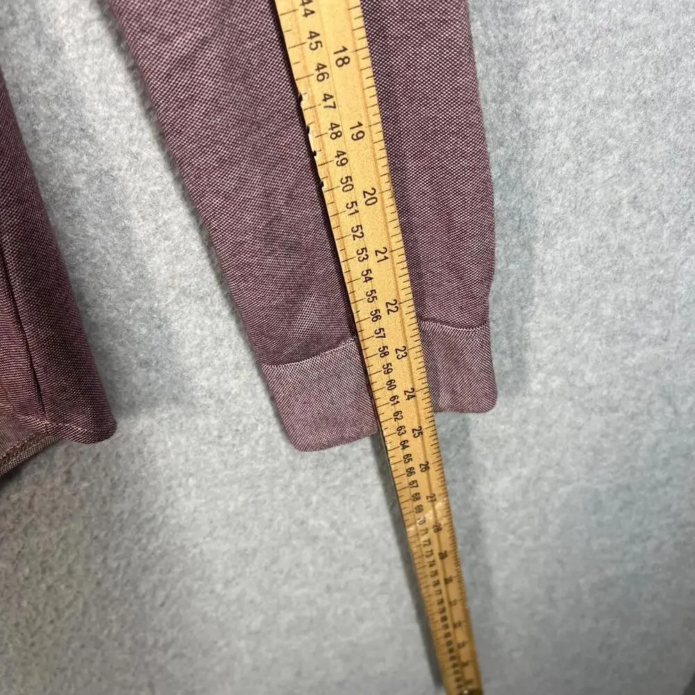 YoungLA Shirt Mens M Heather Burgundy Button Up Long‎ Sleeve Stretch Cotton